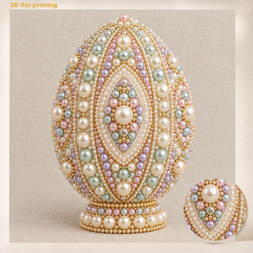 TEMU Pearl Art Painting Kit Handmade 3d Pearl Decorative Painting Retro Egg-shaped Art Ornament Adult Craft Material Bag Home Wall Decor Hanging
