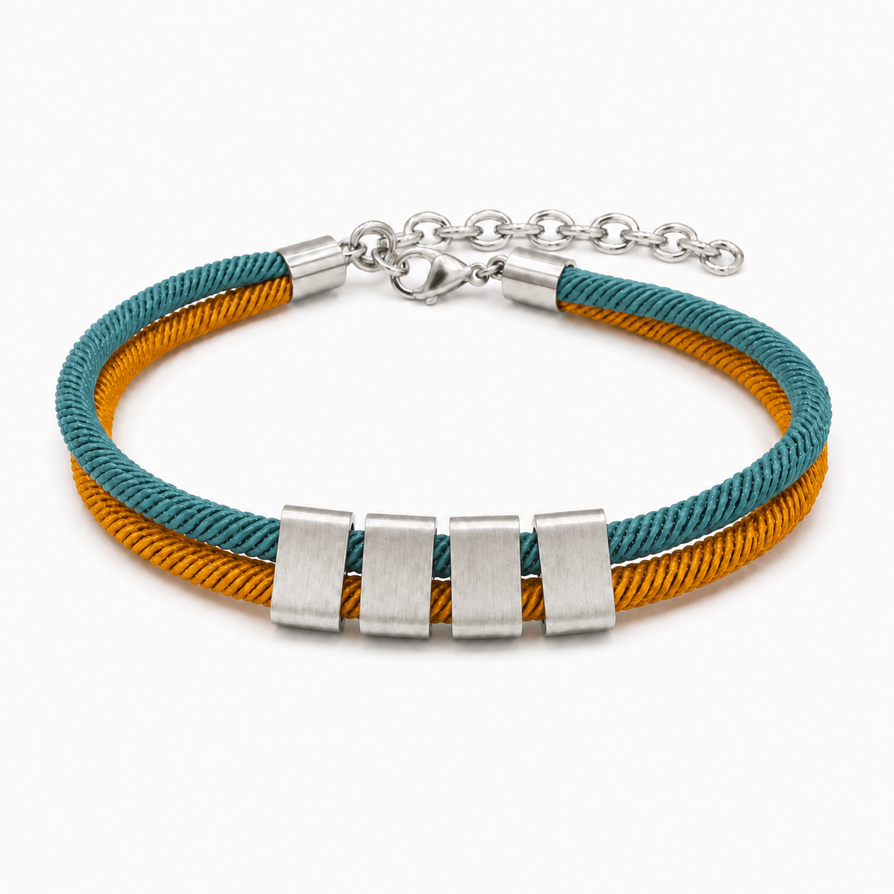Personalized Engraved Name Bead Bracelet with Double Cord