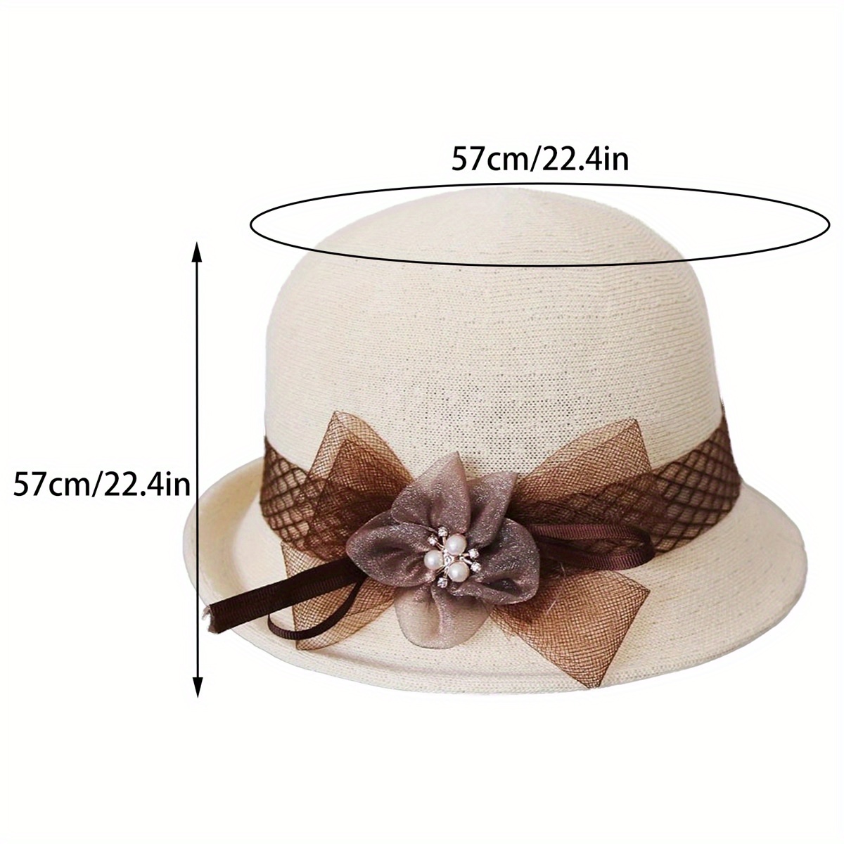 womens vintage floral bowler hat elegant lightweight warm - Temu display picture 1