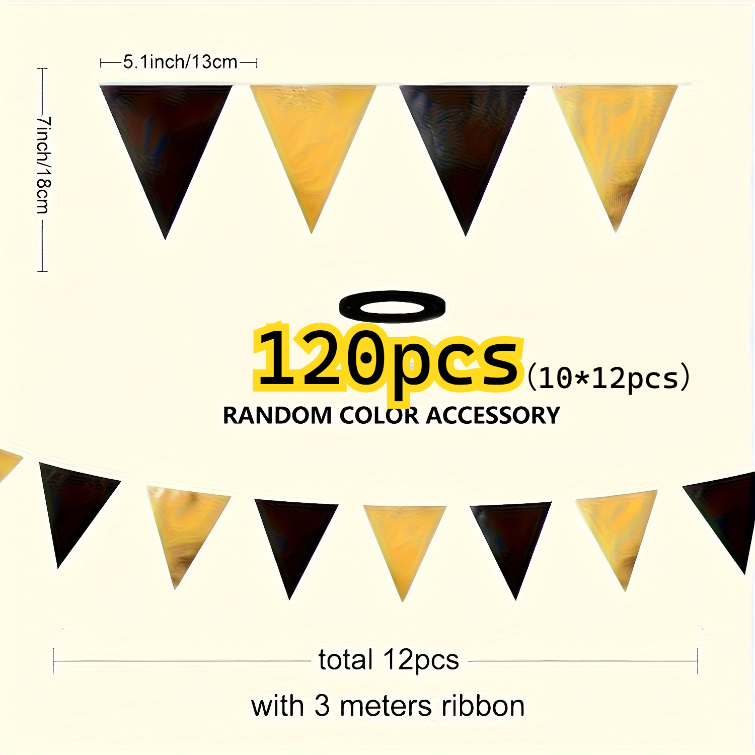 120pcs Black And Flag Banners | Reusable For Weddings, Graduations, Anniversaries, Birthdays, Engagements, New Year's Eve Parties - Easy To Assemble, No Electricity Needed