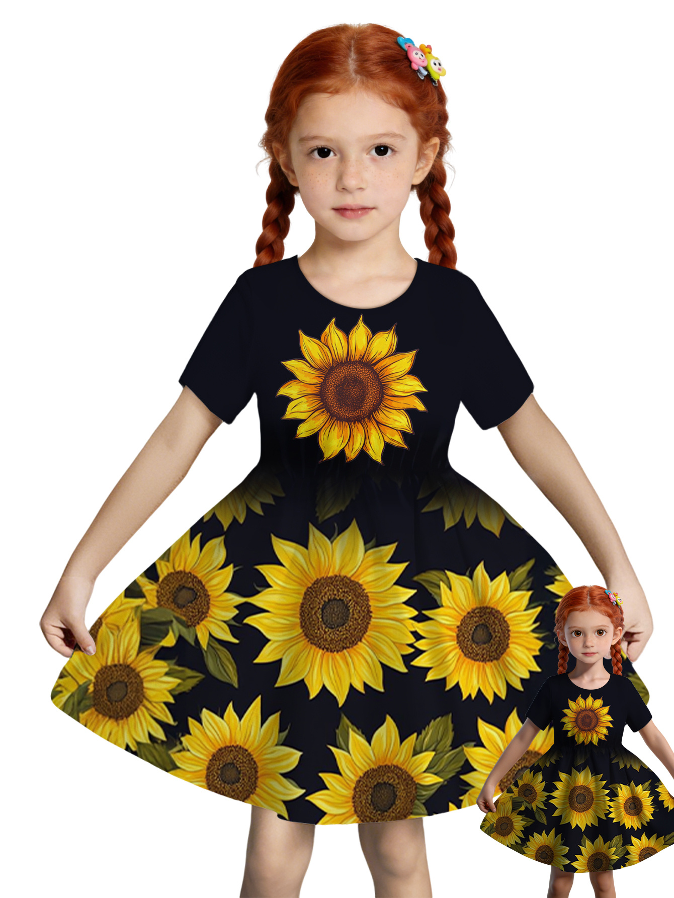 girl sunflower dress sold on Temu United States