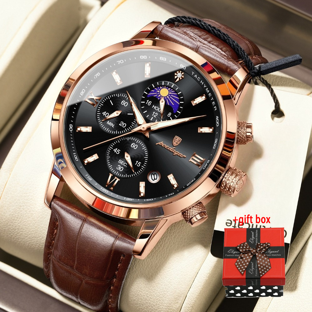 Image of Vintage Men's Watch, Small Three-hand Multifunction Watch, Luminous Calendar Feature, Back-to- College Students, Everyday Commuting Casual Watch, Valentine's Day, Christmas, Birthday Watch Gift