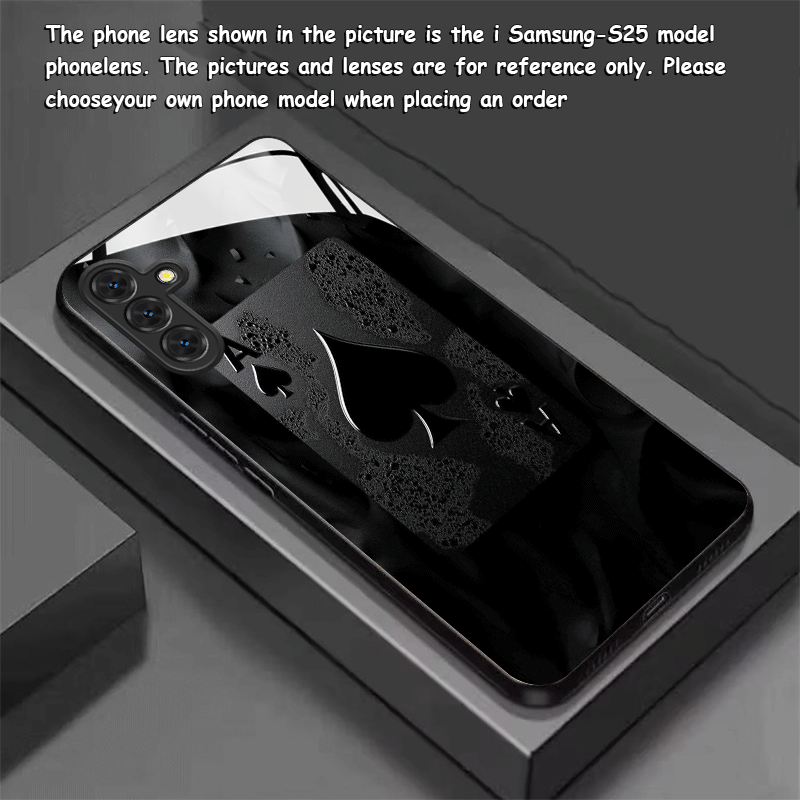TEMU Phone Case: Trendy Of Spades New Tempered Glass Black Phone Case For Galaxy S25 Ultra/s25 /s25 Fe/s25/s24 Ultra/s24 /s24