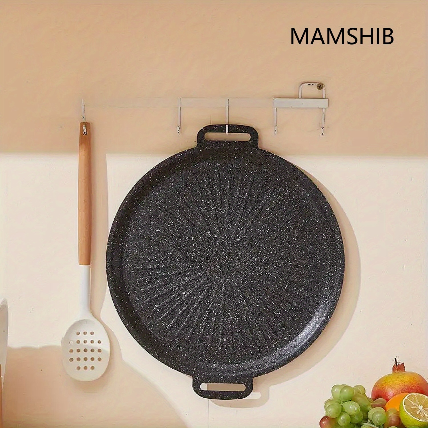 MAMSHIB Non-Stick BBQ Grill Pan - Iron Roast Steak & Vegetable Skillet with Multi-Functional Ridged Surface Design, Perfect for Grilling Shrimp, Chicken, Seafood, and Meat, Ideal for Indoor & Outdoor Cooking, Versatile Cooking Pan | Modern Kitchenware | Durable Cooking Surface, BBQ Grill Accessories