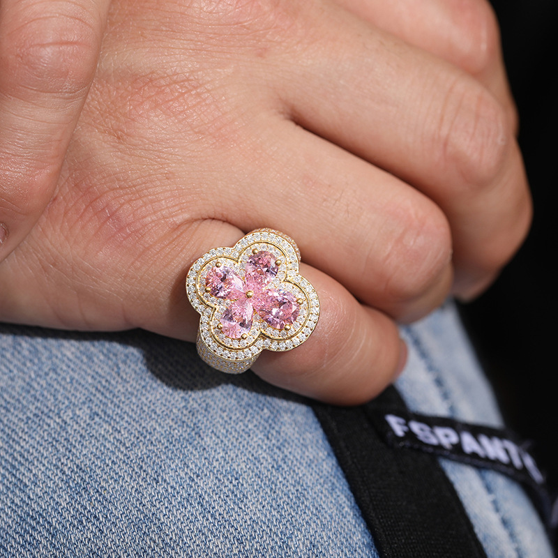 Men's Bling Moissanite Hip Hop Ring, Luxury Stylish Ornament