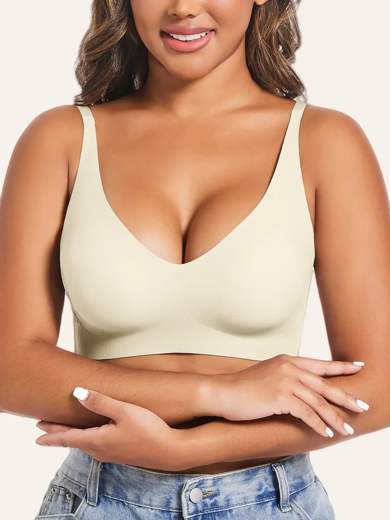 3pcs womens solid color elegant bra with push up anti sagging breathable seamless wire free removable pads underwear for versatile daily wear Product details 2