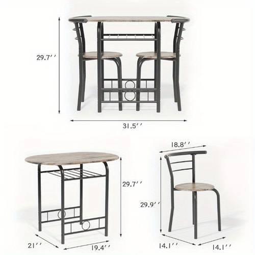 3pcs dining set for 2 small kitchen breakfast table set space saving wooden chairs and table set walnut