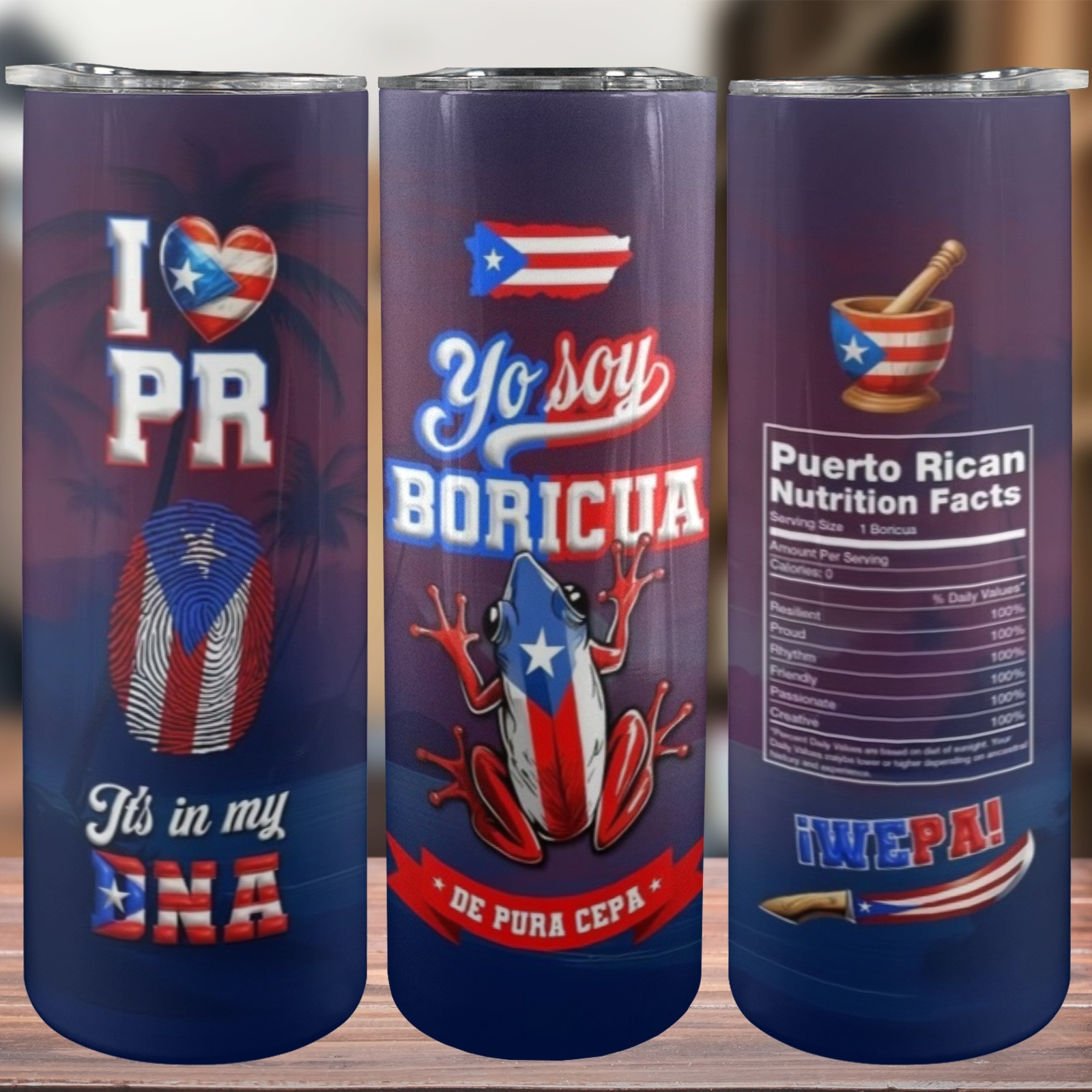 

1pc 20oz Patriotic Stainless Steel Insulated With Lid - Puerto Rican Flag & Nutrition Facts Design, Ideal Gift For Mom, Dad, Sister - Drinks Hot Or Cold, Hand-wash Only, Reusable