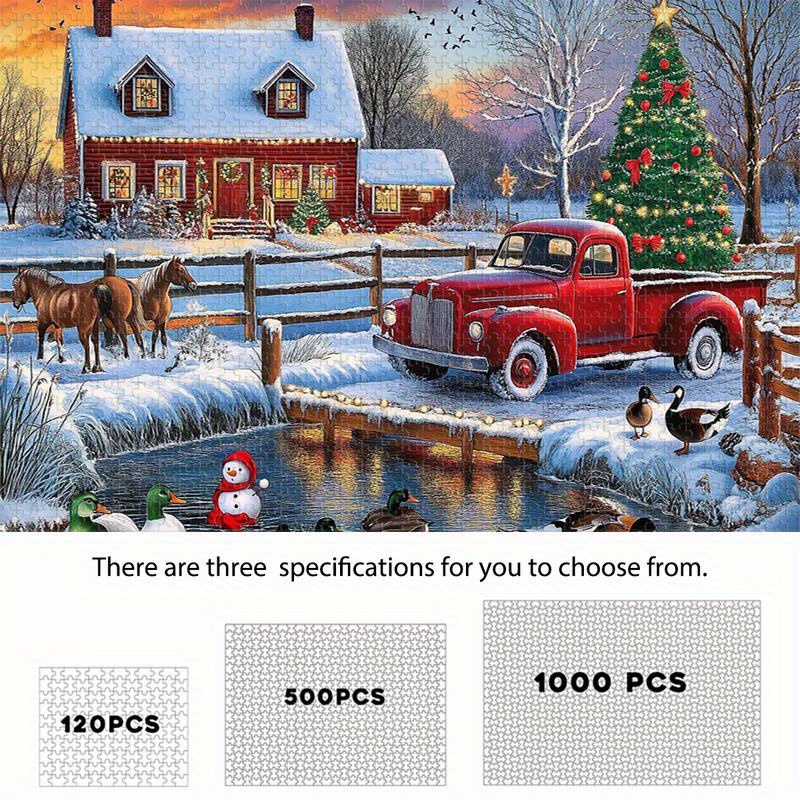 

Christmas Night Puzzle - 120/500/1000pcs, Challenging Jigsaw For Enthusiasts, Perfect Gift For Home Decor &