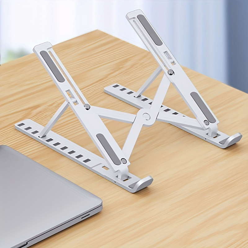 

1pc Adjustable Abs Laptop Stand - Portable, Foldable, And Heat-dissipating Desktop Riser For All Computers