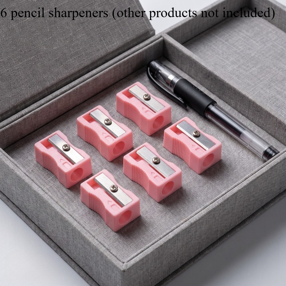 TEMU 6pcs Pencil Sharpener And Pencil Case Set, 6pcs Manual Pencil Sharpeners In Purple And Pink, Suitable For Classroom, Home And School Use,