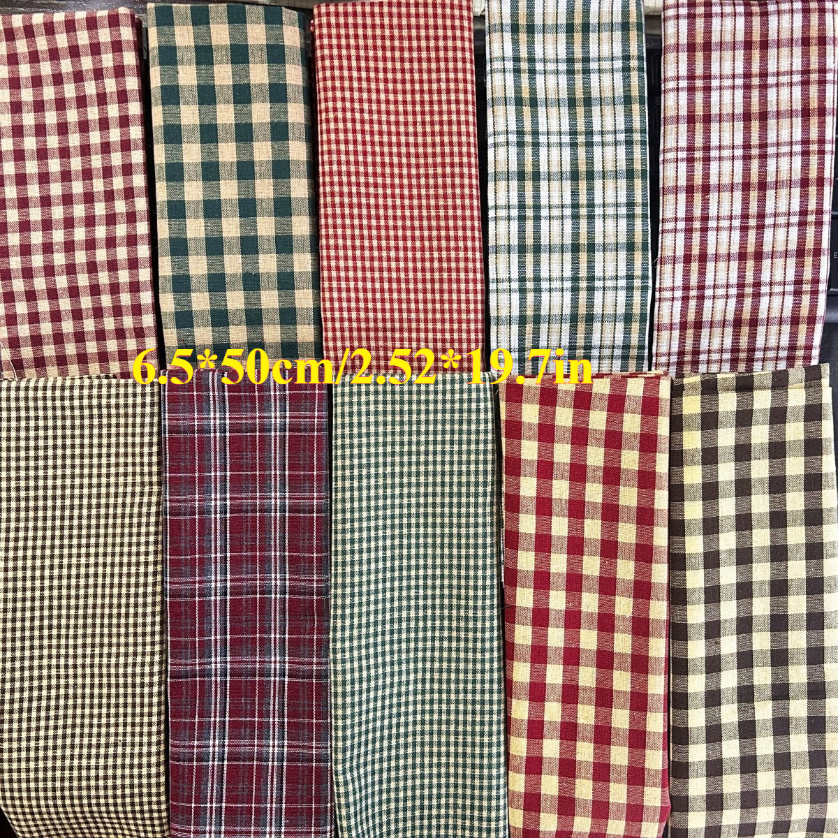 TEMU 40pcs 6.5*50cm (2.55*19.7in) Merry Christmas Red, Green, And Plaid Striped Pre-cut Fabric Pack, Suitable For Hand Sewing, , Doll Making, Holiday