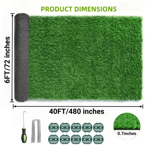 6ft x 40ft artificial grass 240 sq ft 0 7 inch pile height multi purpose with grass installation tools for garden patio balcony decor indoor and outdoor use