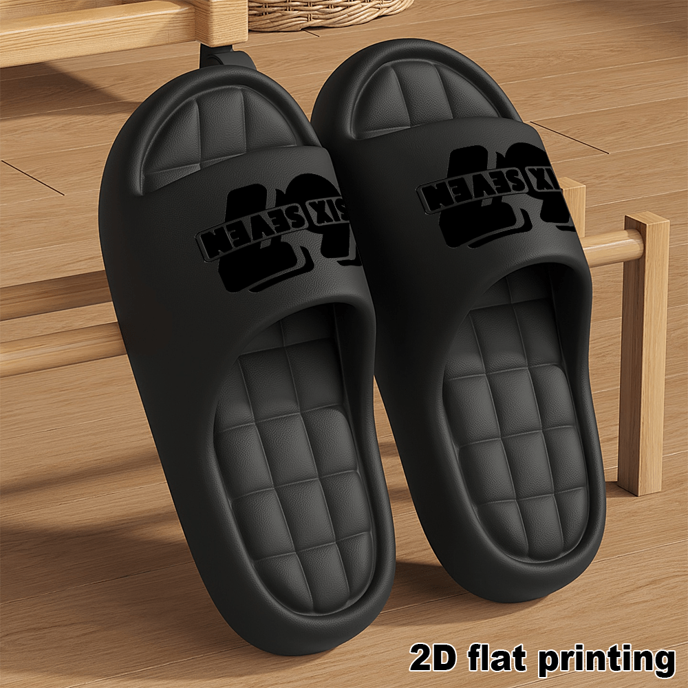 TEMU 1-pair Unisex Cloud Slippers Sandals With Non-slip Sole & Soft Cushion - Number 67 Themed Cartoon Print Suitable For Beach, Pool, Bathroom,