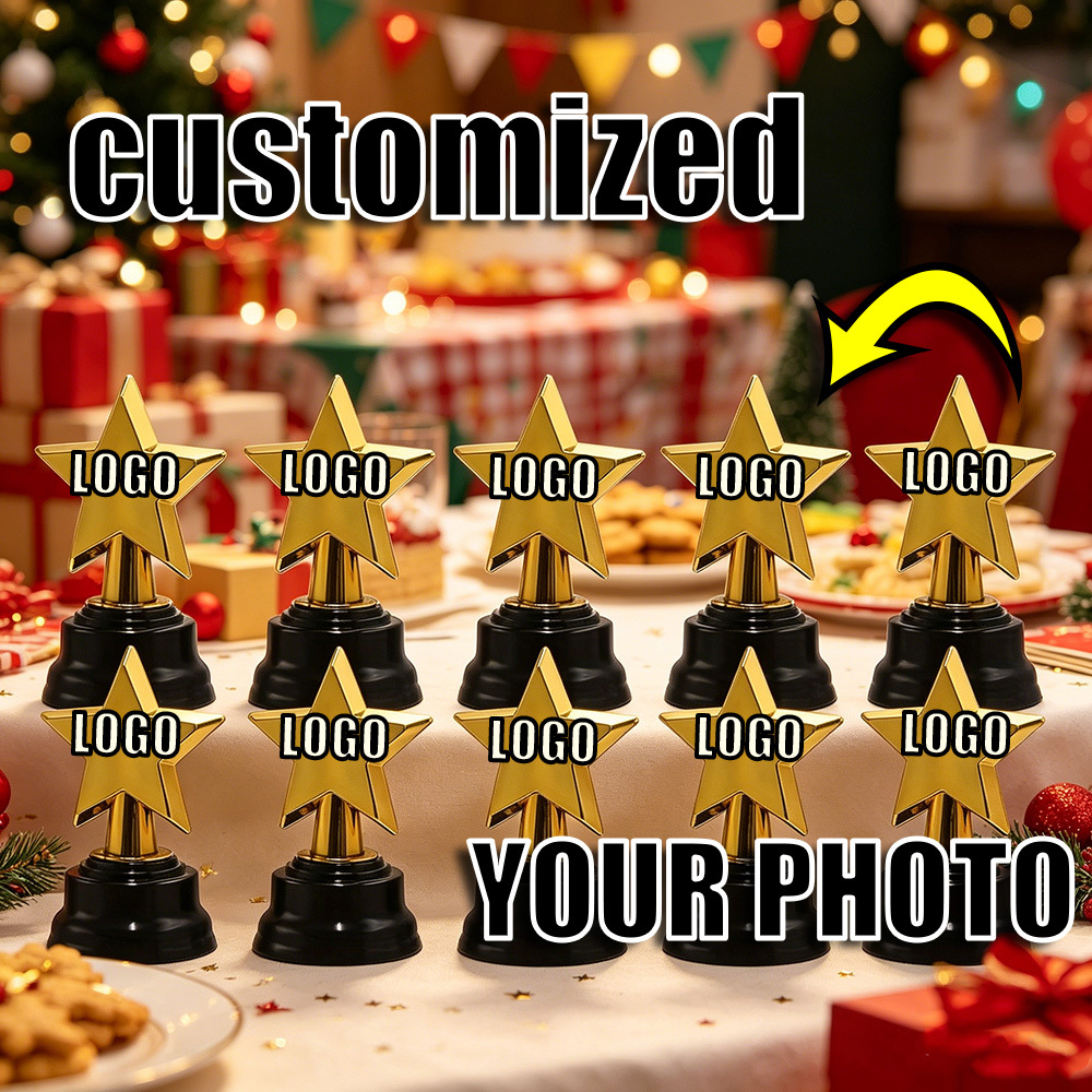 Personalized Golden Star Mini Trophies - Custom Logo/Text/Number Engraved Suitable for Recognition Awards, Mini Golden Cups for Sports, Achievements, Corporate Events, Prizes, Tournaments - Engraved AwardsOpen in new tab.