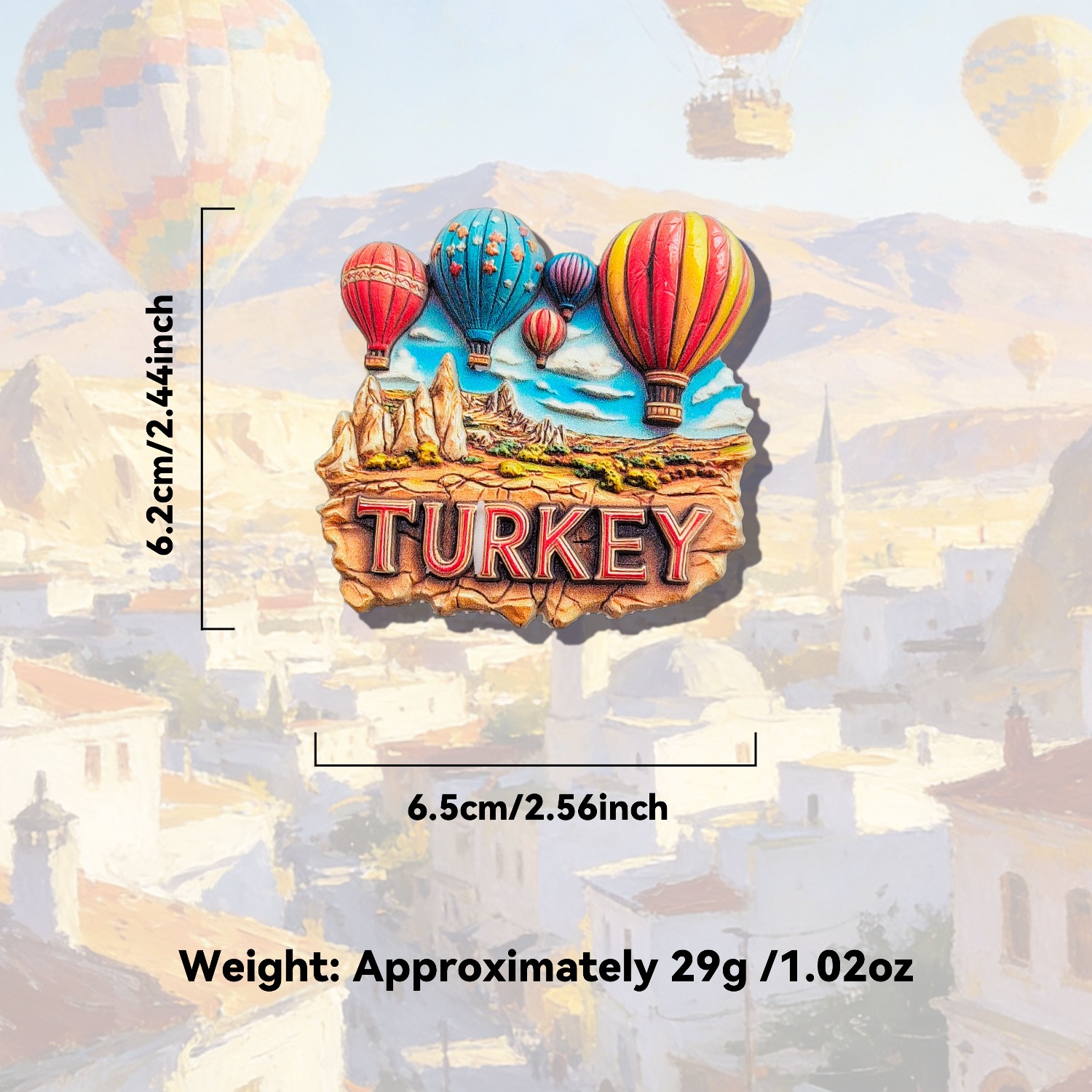 TEMU 1pc Turkish Travel , Cappadocia' Dream Refrigerator Magnet, Embossed Resin Craft Premium Exquisite Refrigerator Magnet, Creative Decoration,