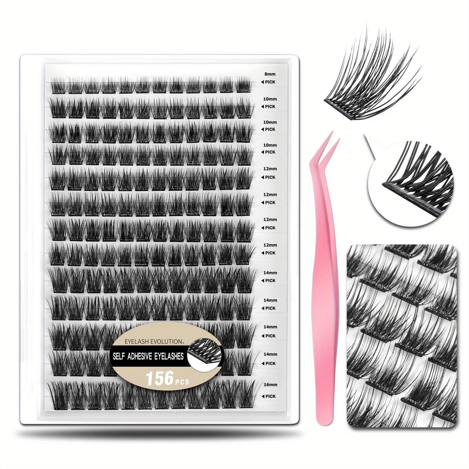 156pcs Self Adhesive Eyelash Clusters Kit Wispy Lash Clusters Pre Reusable No Glue Needed No Remover No Residue Comfortable Natural Look Great For Daily And Party Makeup Perfect Gift For