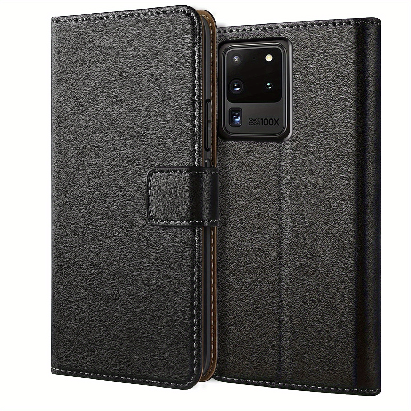 TEMU Phone Case: For Galaxy S20 S20  Fe Wallet Case With Kickstand Black Faux Leather Flip Protective Phone Case Cover