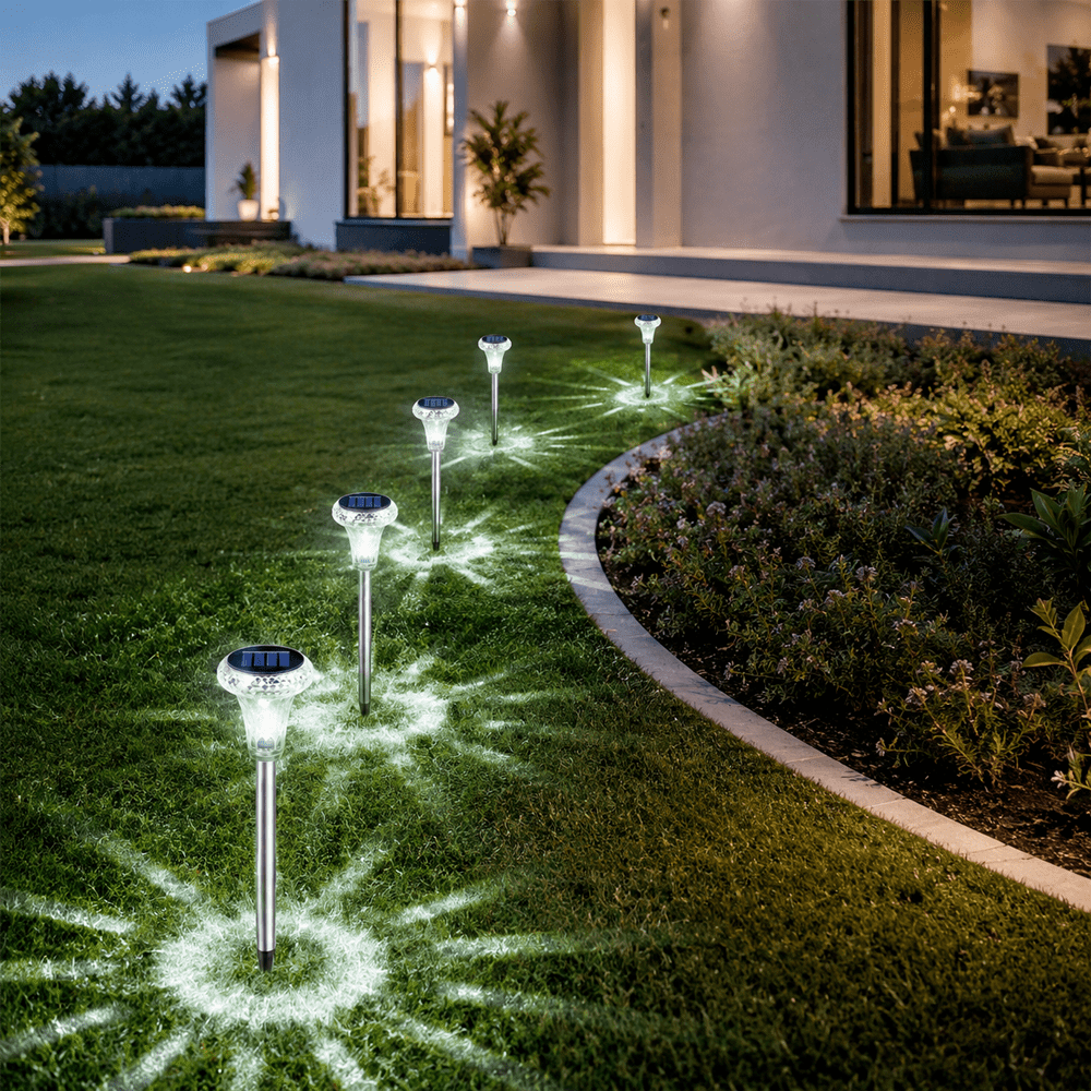 8pcs Solar Garden Lights Outdoor, Ip44 Pathway Stake Lights With Dusk To Dawn Sensor, No Wiring Landscape Lights For Yard Lawn Patio