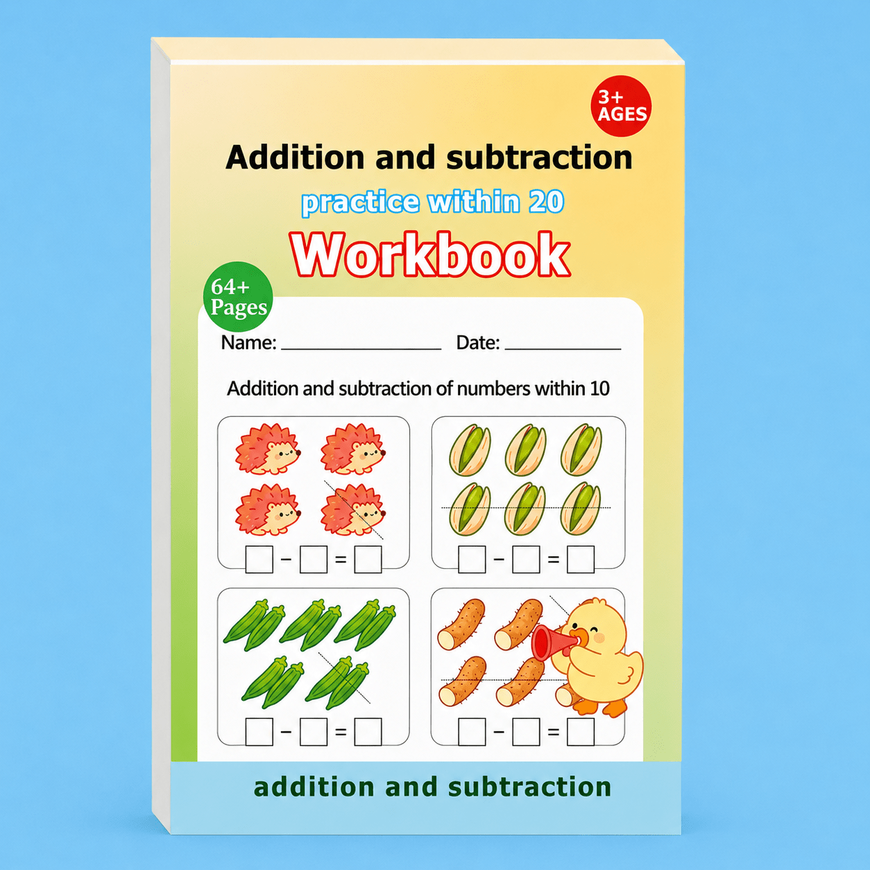 TEMU Cahier d'entraînement à et à la soustraction jusqu'à 20, 64 pages, aide à l'écriture, livre de mathématiques, à , outil éducatif STEM et