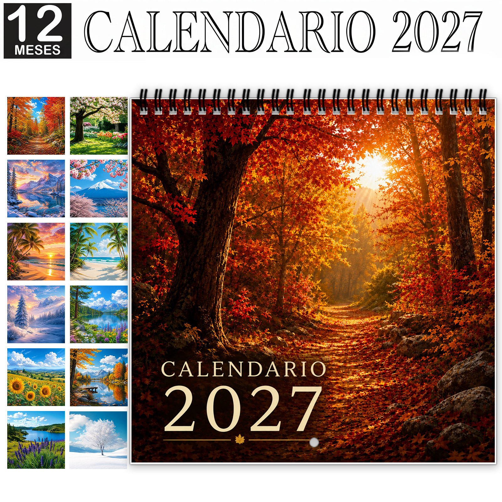 TEMU 1 pieza Calendario de pared 2027 en español/inglés - Bloques de grandes para escribir, de de alambre con páginas de planificación mensual y