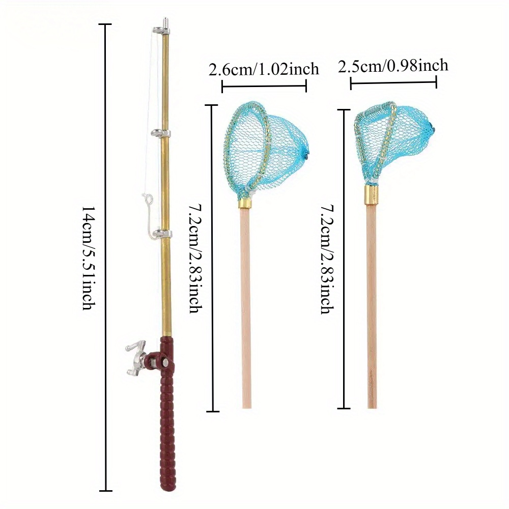 12 inch fishing pole for doll 1 12 miniature fishing rod fish pole net dollhouse