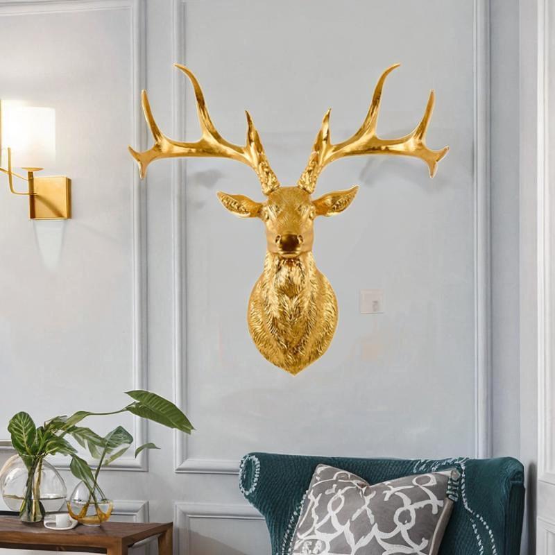 goldene wanddeko elch kopf dekoration klein zuhause