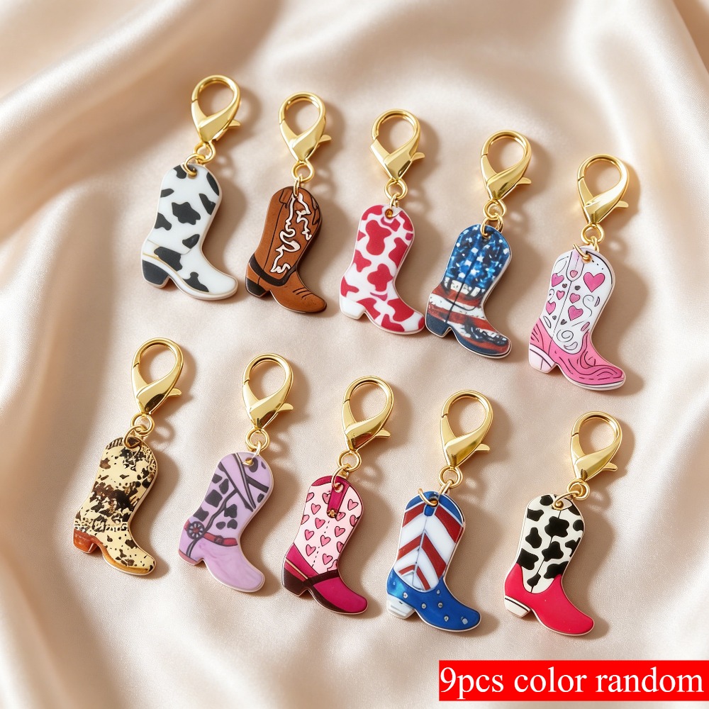 TEMU Gift For Her/him [cowboy Boot Keychain] Random 9pcs Set Of Vintage Cowboy Boots Keychains, Featuring Western , Perfect Gift For Wedding Favors,