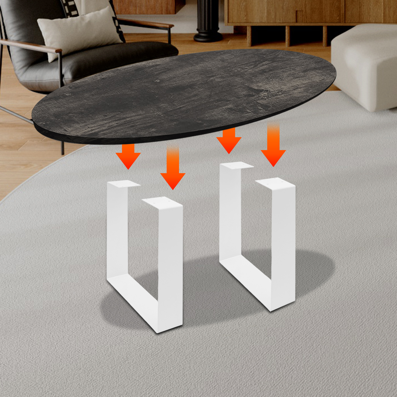 2pcs Table Legs, 2pcs Table Frame, White Table Leg For Coffee Table Dining Table