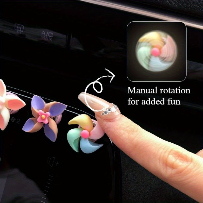 3pcs 6pcs car mounted color rotating small wind turbine creative decorative small ornaments small and exquisite cute home desk living room car interior accessories details 3