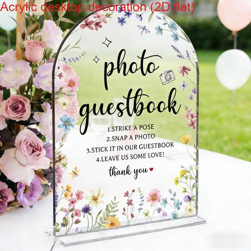 2d flat 1pc acrylic wedding arch photo guest book elegant arched table centerpiece with photo frame and area suitable for wedding receptions bridal showers anniversary decorations can stand alone or be displayed on a table