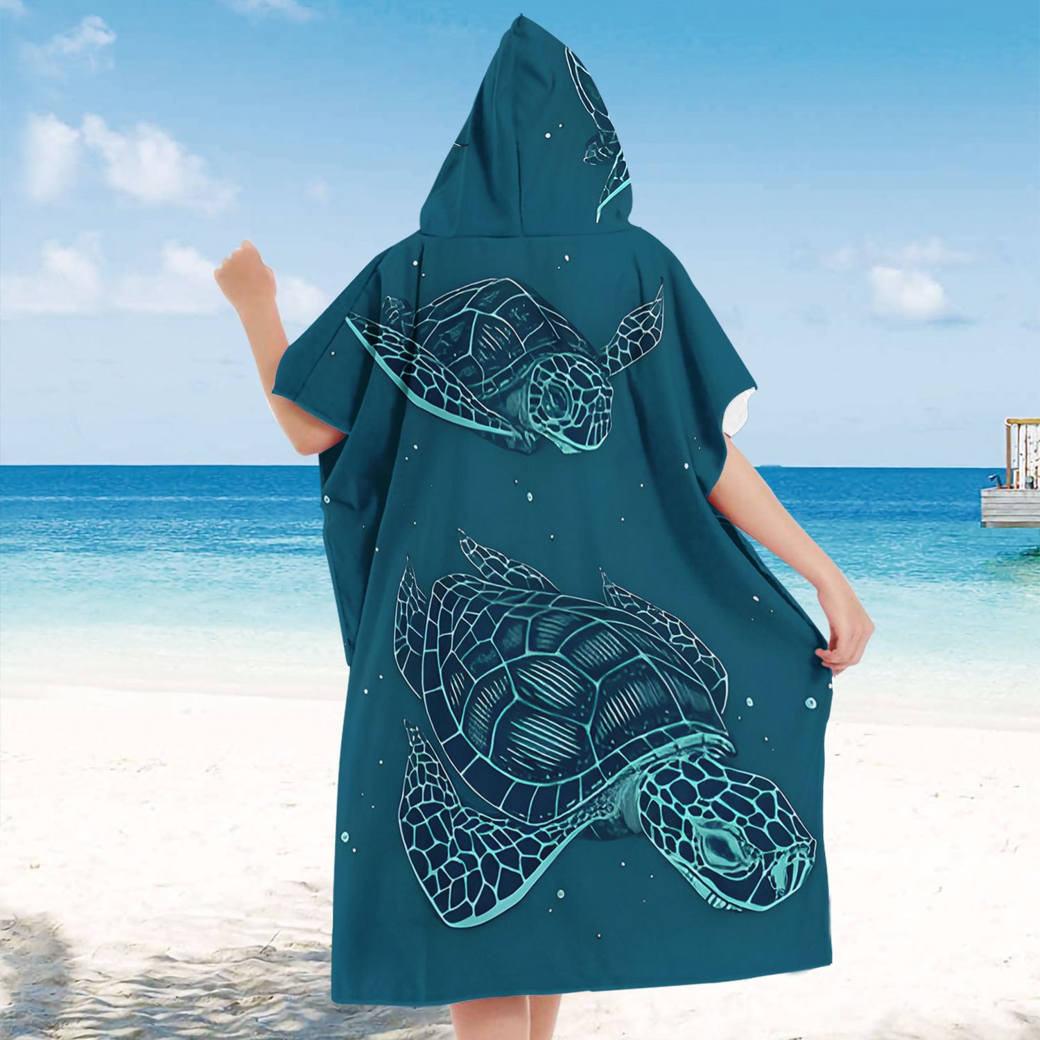 TEMU Wearable Beach Blanket With A Hood - Quick-drying, Lightweight, And Compact, Perfect For Swimming, Sunbathing, And Outdoor Activities, Stylish