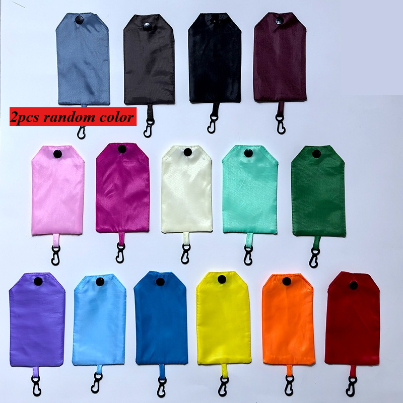 TEMU 2 stuks Willekeurige Kleur Nieuwe Creatieve Compacte Draagbare Kleur Opvouwbare Herbruikbare Schouderhandtas Polyester voor Reizen Boodschappen