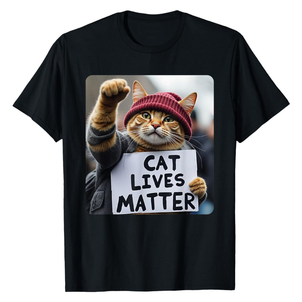 

1pc Cat , Tee Slight , Top For Adults