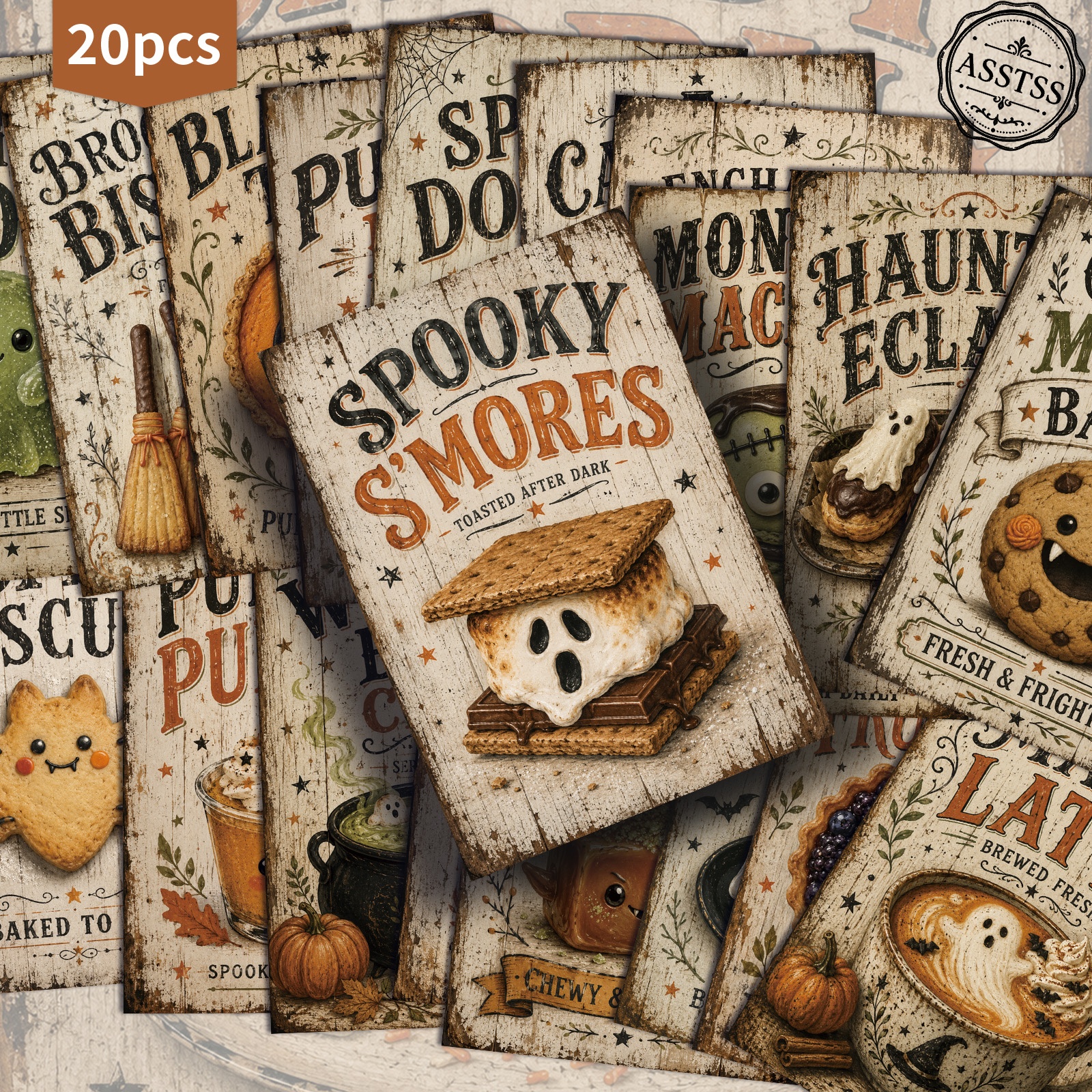 TEMU Lot de 20 cartes postales ASSTSS de recettes de nourriture vintage pour Halloween - 4x6 pouces, fournitures rétro pour journal de récupération,