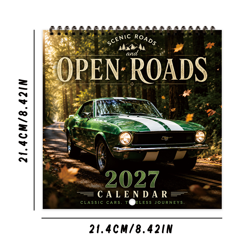 TEMU 1pc, , Retro Car Calendar, Racing Scenery Calendar, Suitable For Home, Office, School Daily/weekly/monthly Schedule Planning. Suitable For