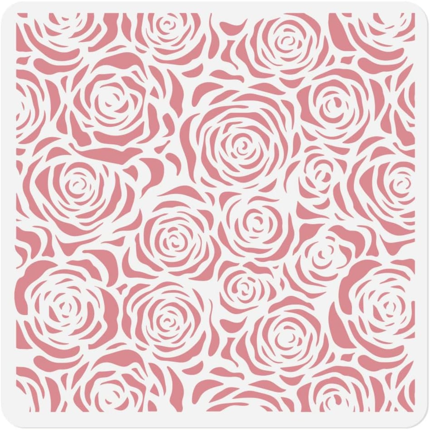 TEMU 1pc Reusable Plastic Rose Stencil Template With Spring Flower Patterns - 11.8"x11.8" Suitable For Diy Crafts, Fabric Painting, Furniture Decals,