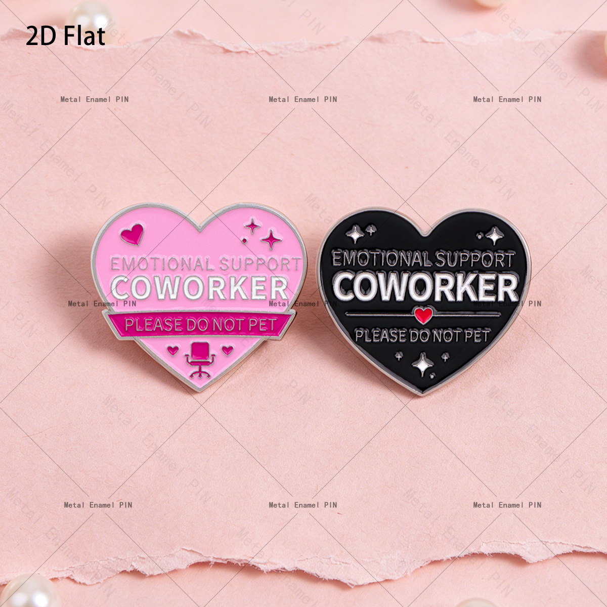 TEMU 2d Flat, 2d Flat 2pcs "emotional Support Coworker" Enamel Lapel Pins Unisex Brooch Badges Fashion Accessories For Backpack Clothing Gifts, 2d