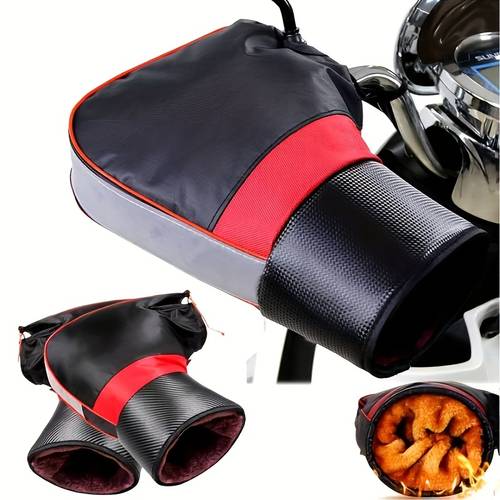 item picture 1 pair winter black riding gloves unisex with night reflective stripes warm windproof anti slip suitable for cycling motorcycle riding and outdoor winter activities christmas halloween new year gift
