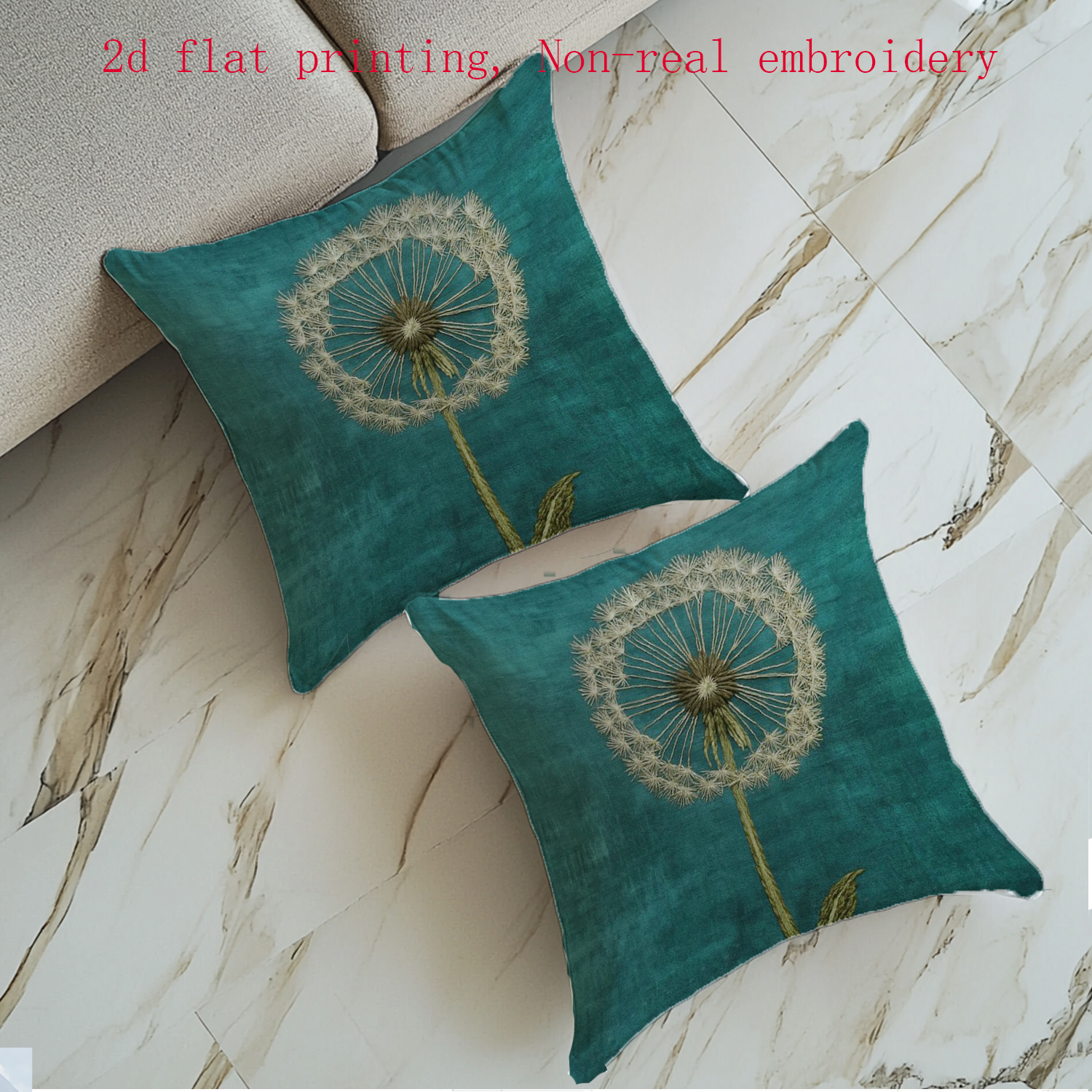 TEMU 2D - 2 piezas, Impresión 2D , Adecuado para Fundas de Almohada de , con un de y Fácil en un Verde. Sin Bordado Real, Equipado con Cierre de