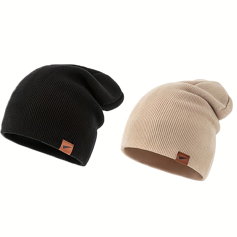 TEMU Set mit 2 Unisex- mit Bart-Design, hergestellt aus elastischem Strickmaterial. Diese Kappen ohne Schirm sind für Outdoor-Sportarten und sind in