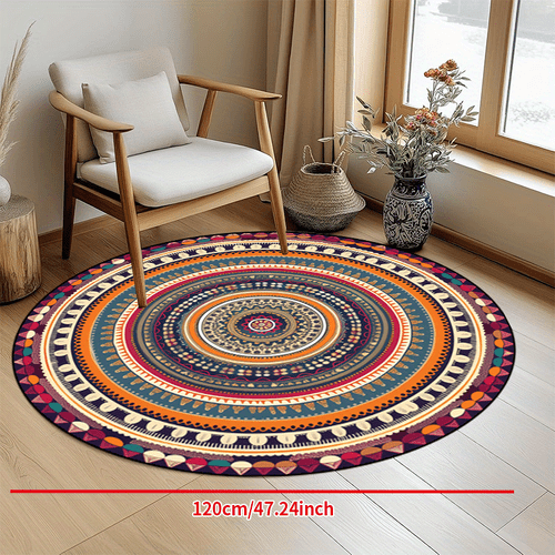 a non slip round rug machine washable suitable for living rooms bedrooms outdoor patios garden courtyards home decor room decor area rugs tapestry