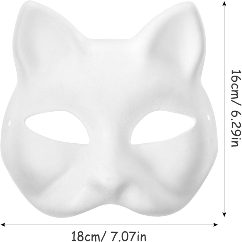 item picture 15pcs blank cat masks white cat masks plain masks paintable cat masks suitable for party   mask for men and women
