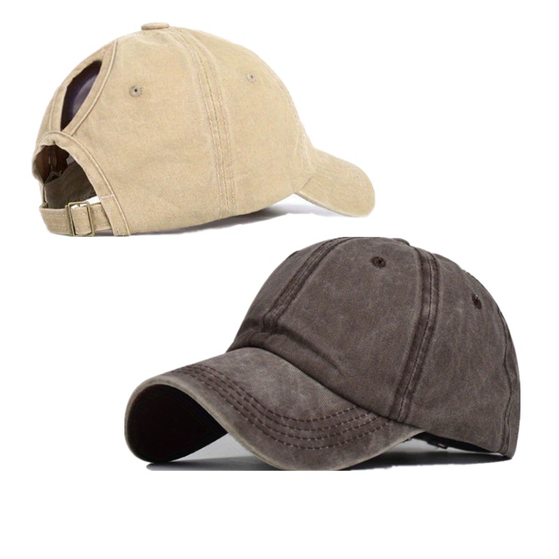 TEMU 2pcs Women's Outdoor Sports Ponytail Baseball Cap Adjustable Twill Hat High Ponytail Or Messy Updo Duckbill Hat