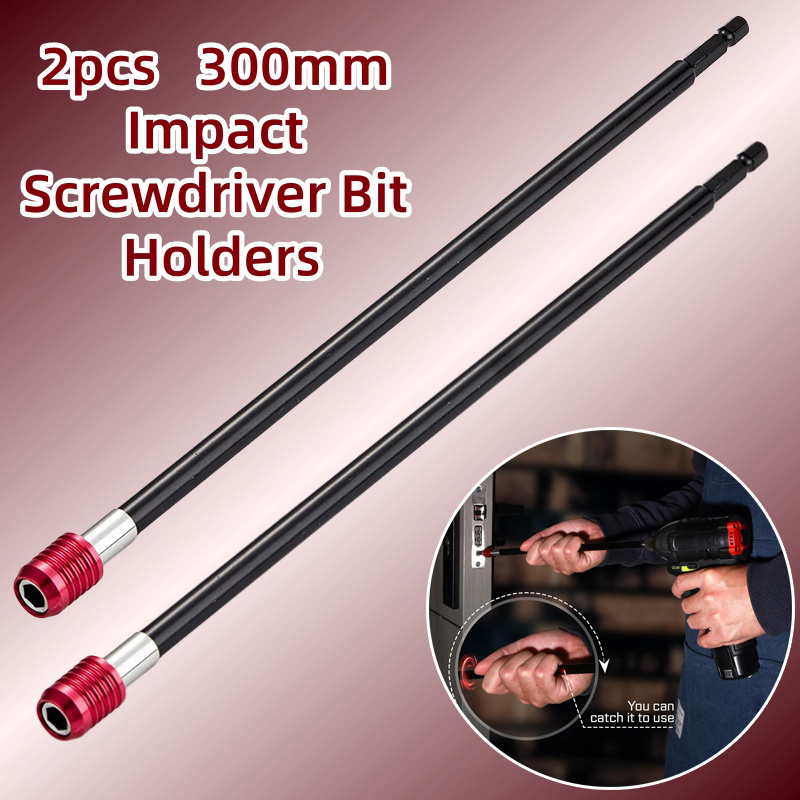 TEMU BAPW Ensemble 2 pièces 300Mm Extension Tournevis à impact Porte-embouts, Tige d'extension magnétique à changement rapide Outil à douille Embout