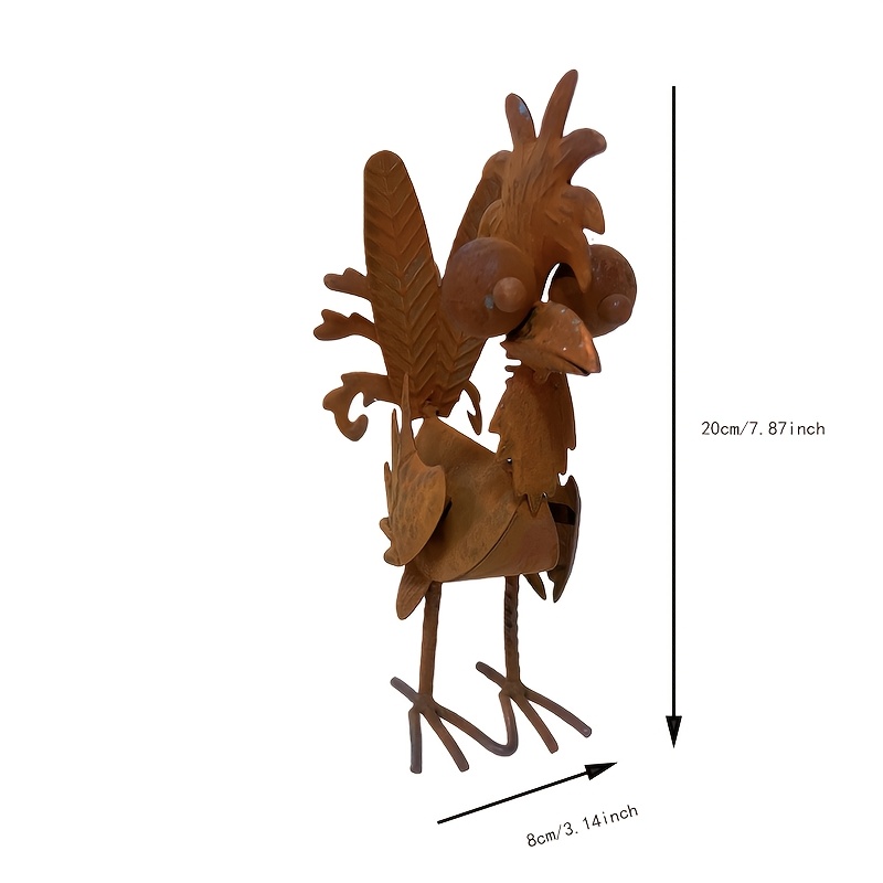 TEMU Wrought Iron Rooster Ornament, Old Rusty Shape, Fun, Courtyard Garden, Terrace Outdoor Decoration, Literary Pastoral Style, Soft Decoration