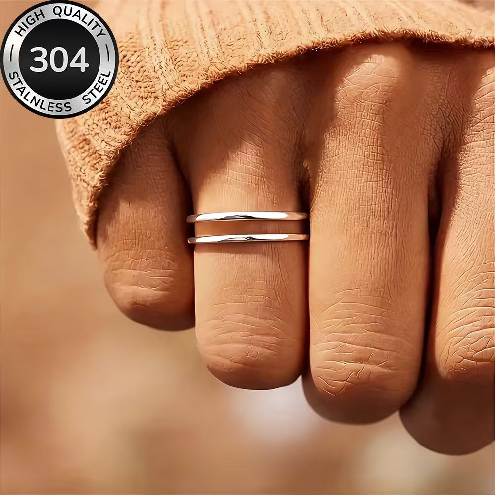 TEMU High-quality Stainless Steel Hypoallergenic Ring, Anti-fading, Easy And Elegant, Suitable For Everyday Wear Or Party Fashion Women's Ring,