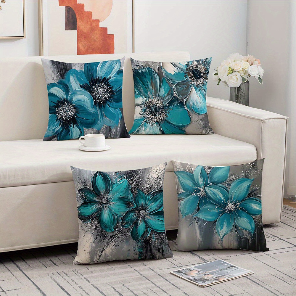 2d 4pcs throw pillow covers 17 x 17 inch green flower Temu