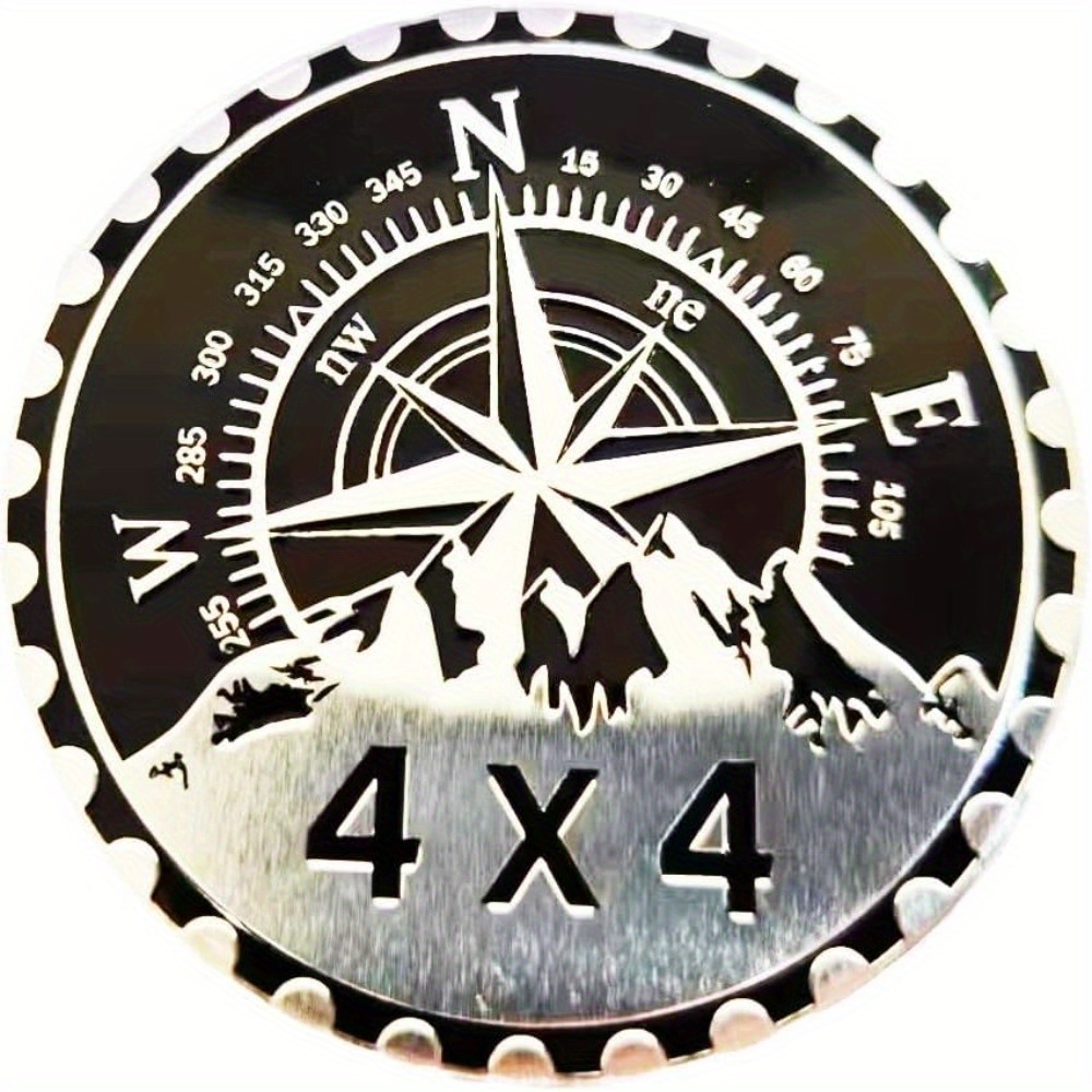TEMU 1pc Metal 3d Metal Car Emblems High Reliability 2.36*2.36inch X 4 Metal Automotive Badge Round Emblem Decals Car - Material: Metal; Fit Type: Universal; Applicable Models: Applicable
