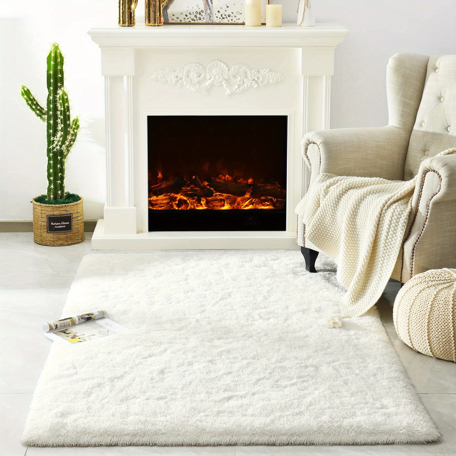 ivory soft fluffy small plush carpet non slip fluffy carpet is comfortable suitable for bedroom living room   home decoration 5 x  